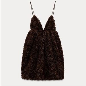 Zara Brown Textured Mini Dress